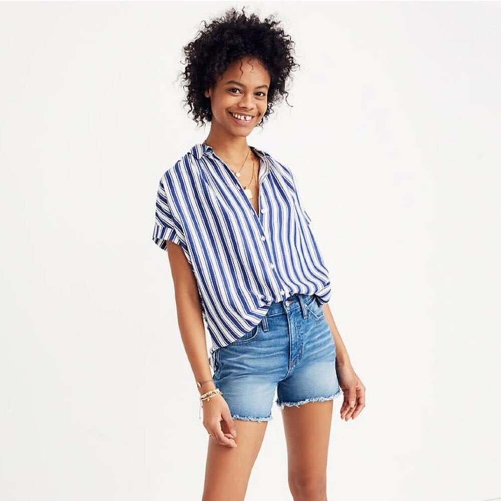 Madewell central shirt Shea stripe blue white sz S